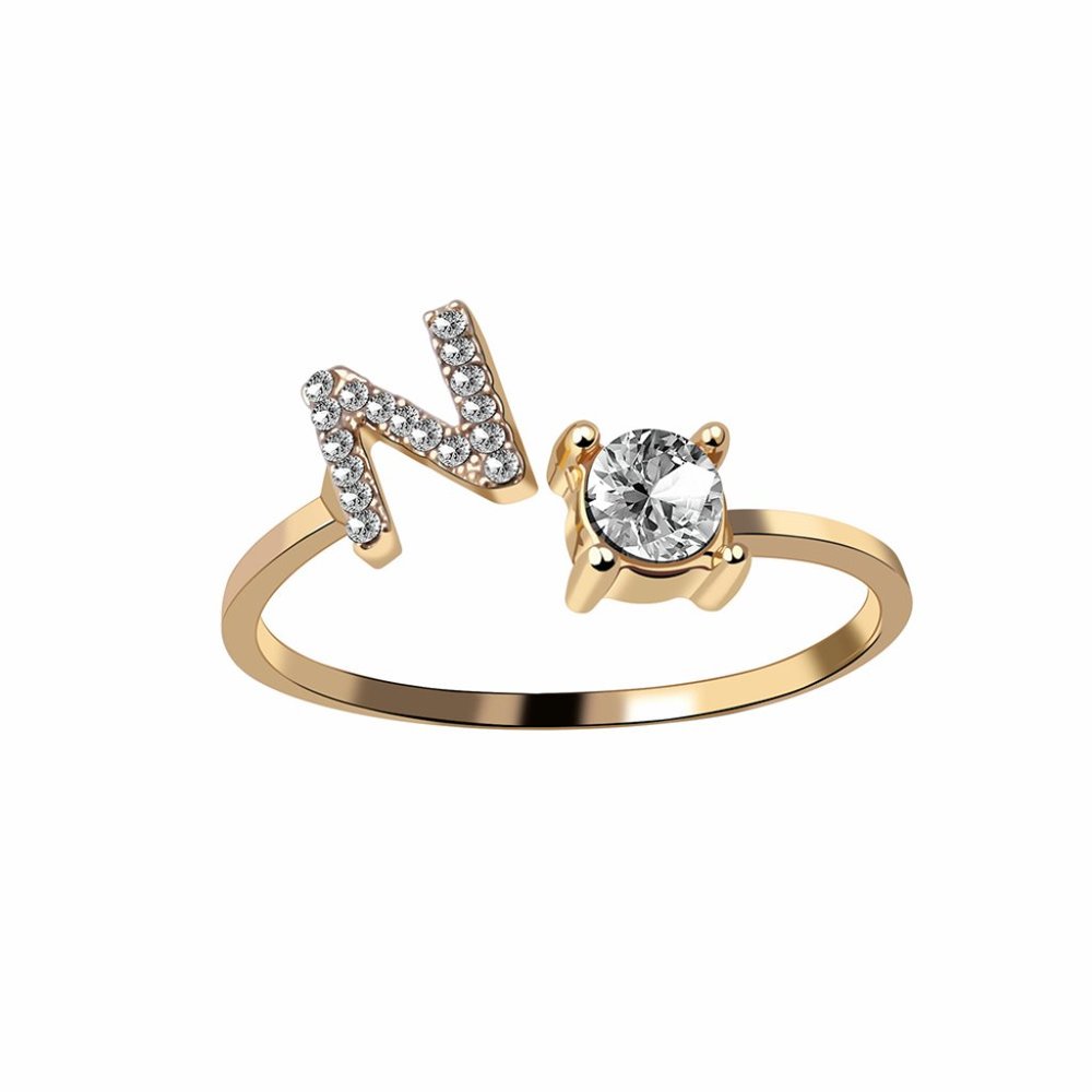 Fashion 26 Initial Letter Ring Silver Color Personality Finger Rings